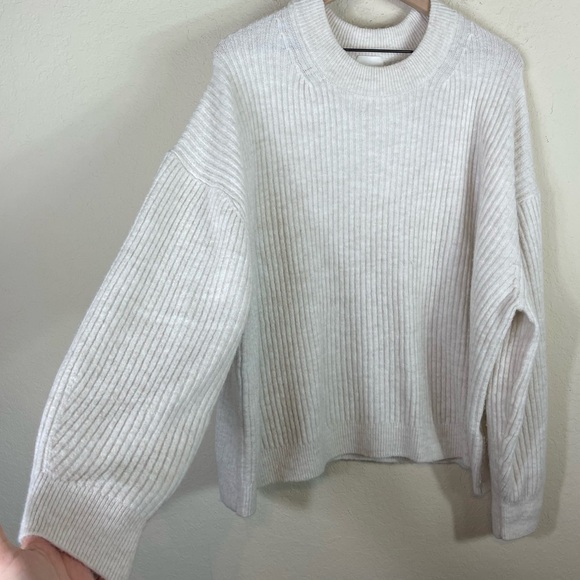 H&M Rib Knit Wool Sweater Size XXL Cream Beige - Picture 8 of 9